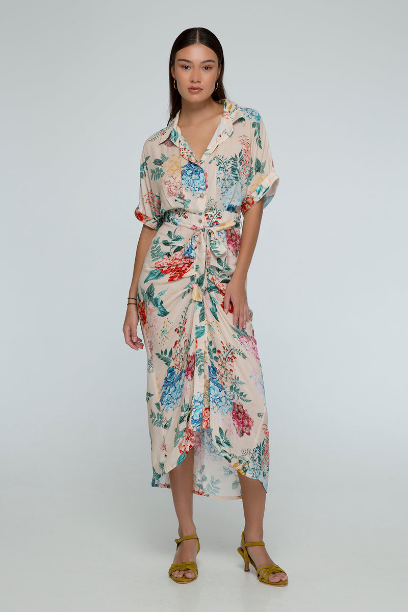 Hydrangea Ruched Maxi Dress