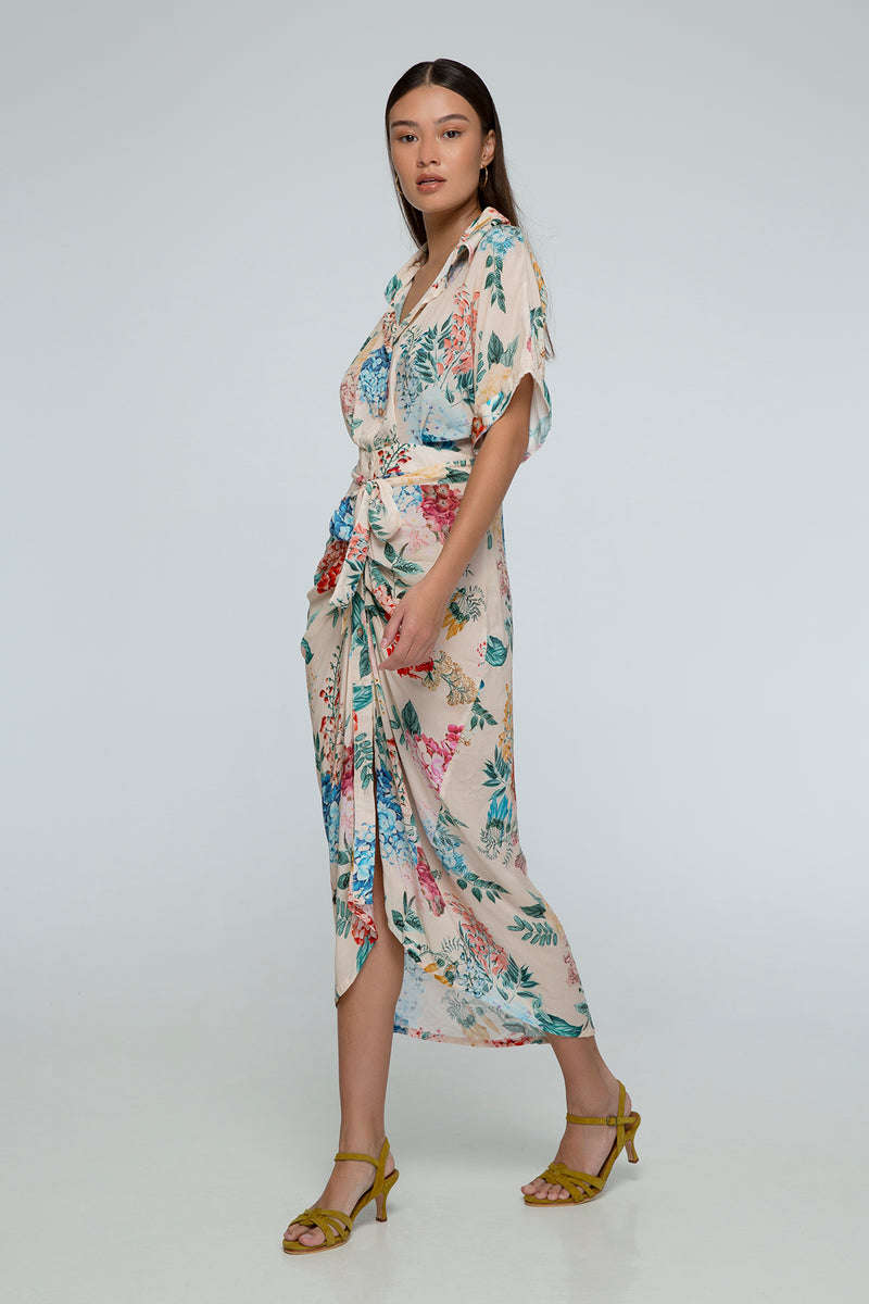 Hydrangea Ruched Maxi Dress