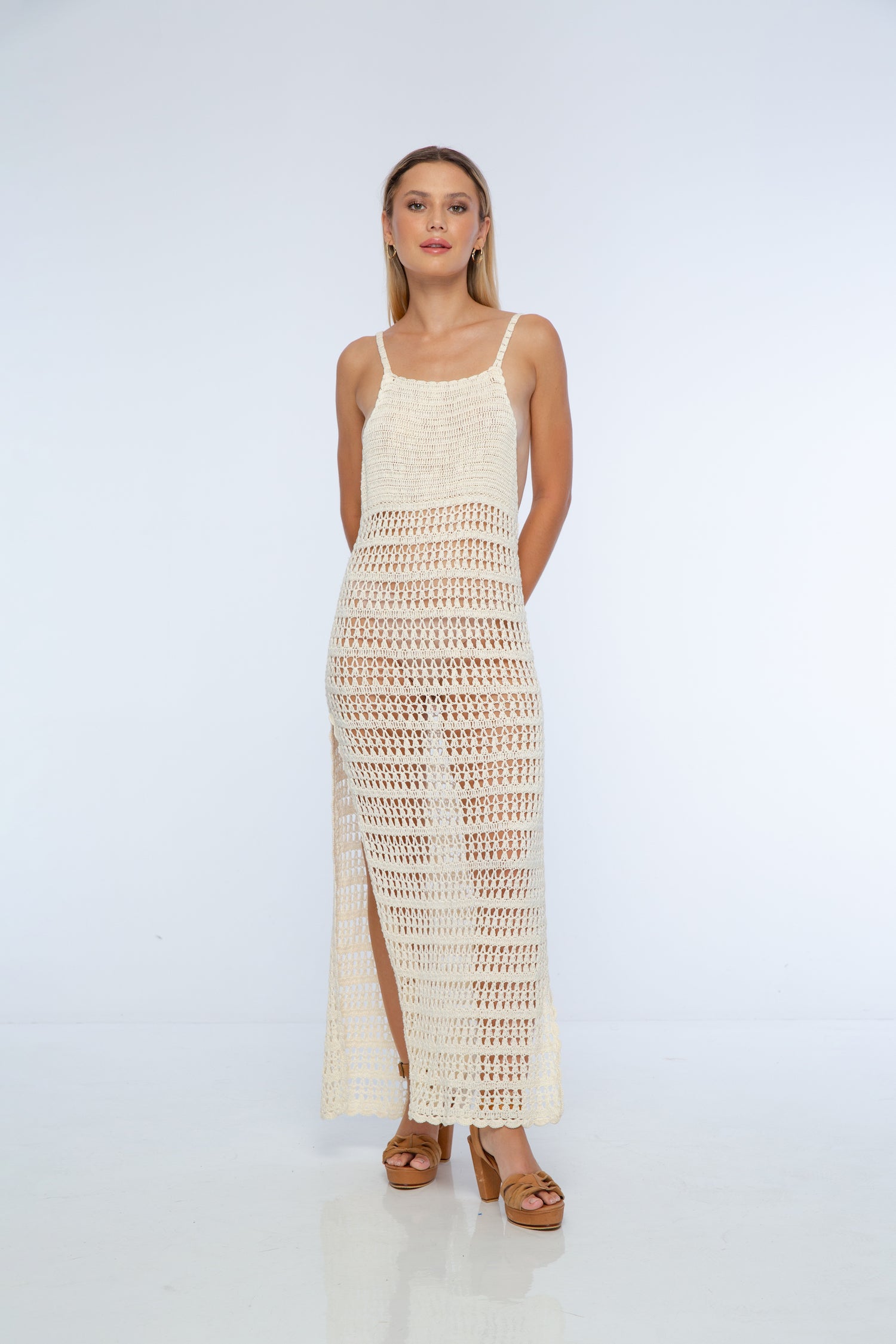 Lavina Crochet Slip Midi Dress