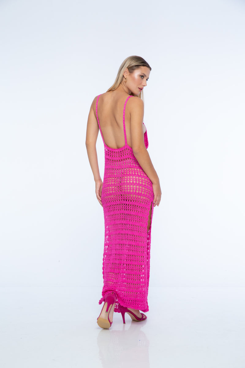 Lavina Crochet Slip Midi Dress